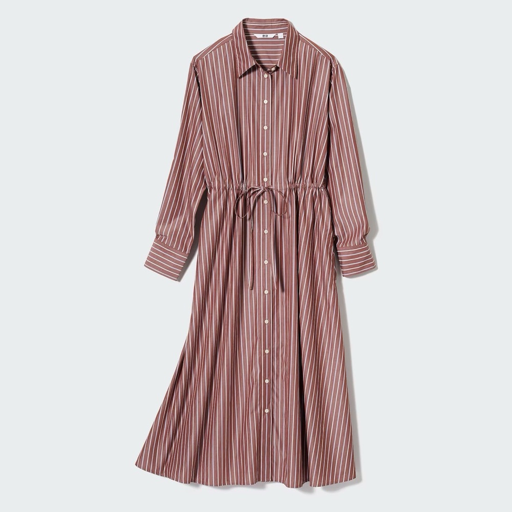 NWT Uniqlo Cotton Striped Button Down Shirt Dress